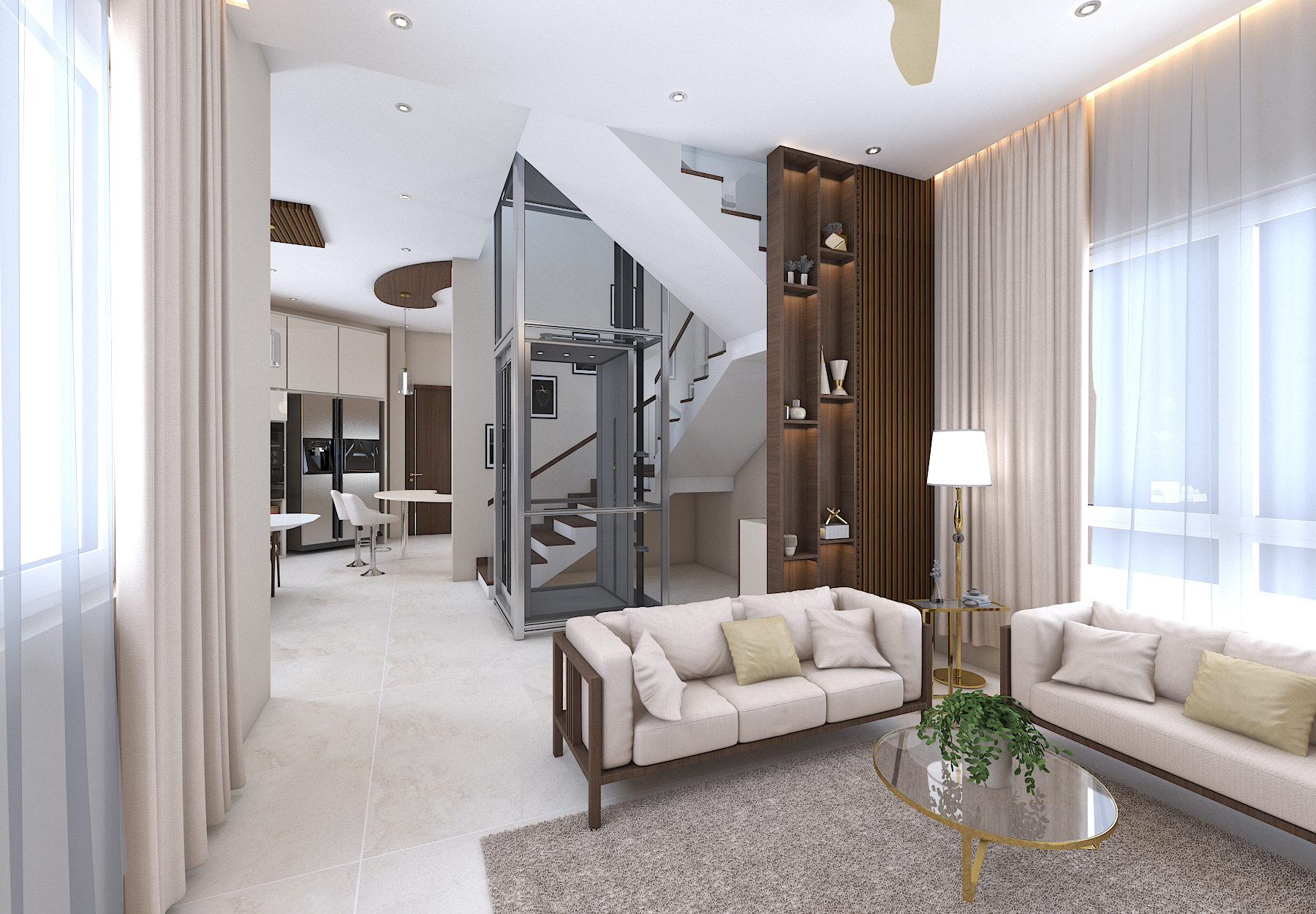 KAVITHA RESIDENCE – DESIGN & INTERIOR - LIVING-ANG1